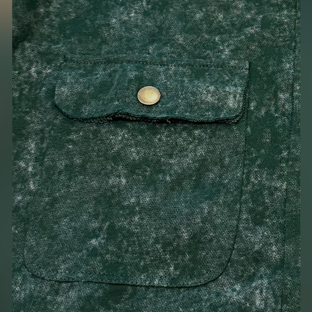 Washed Shacket Size Small Green Snap Button Closure Front Snap Pockets Casual - Picture 7 of 12